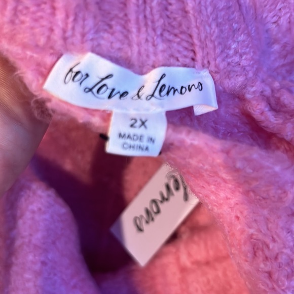 NWT FOR LOVE & LEMONS carly open back sweater in pink size XL-2X - Picture 15 of 15